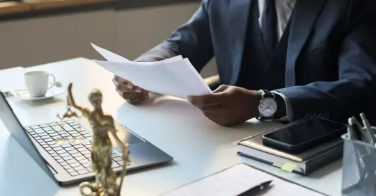 lawyer reviewing documents